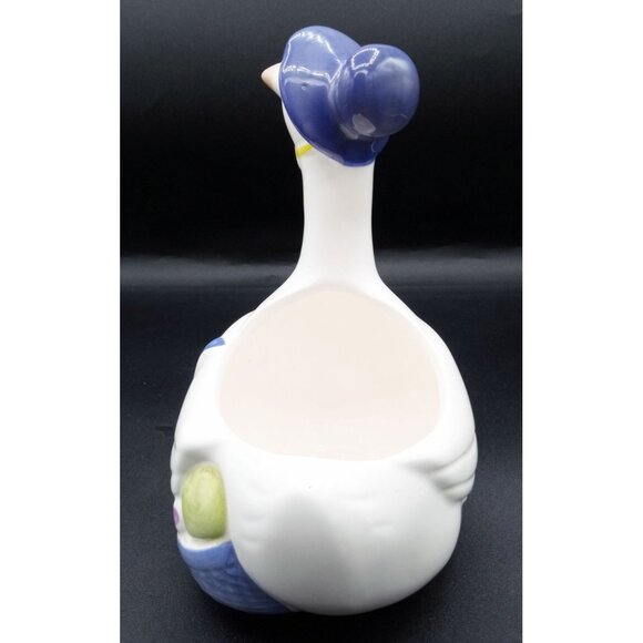 FTDA Ceramic Goose Planter Blue Hat & Yellow Bow Vintage 1986 ROC 7.25 Inches - Picture 7 of 16